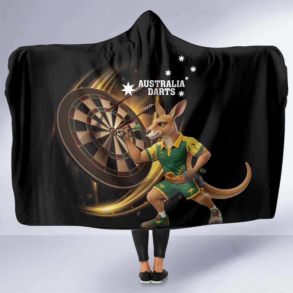 Australia Kangaroo Mascot Darts Hooded Blanket Black Edition