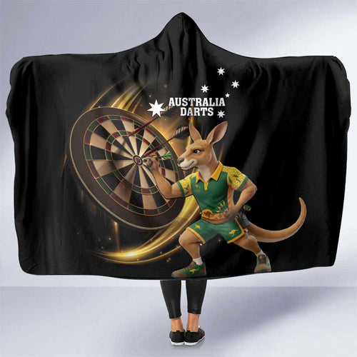 Australia Kangaroo Mascot Darts Hooded Blanket Black Edition