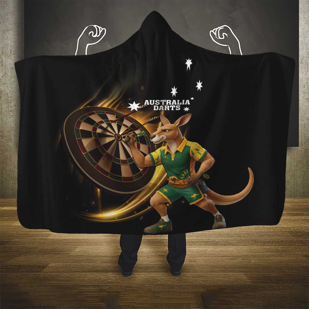 Australia Kangaroo Mascot Darts Hooded Blanket Black Edition