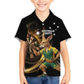 Australia Kangaroo Mascot Darts Kid Hawaiian Shirt Black Edition