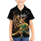 Australia Kangaroo Mascot Darts Kid Hawaiian Shirt Black Edition
