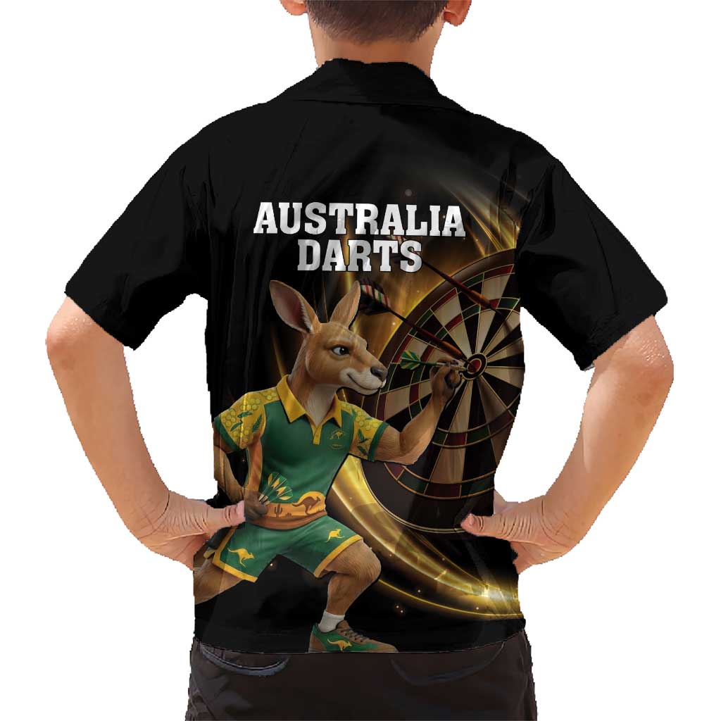 Australia Kangaroo Mascot Darts Kid Hawaiian Shirt Black Edition