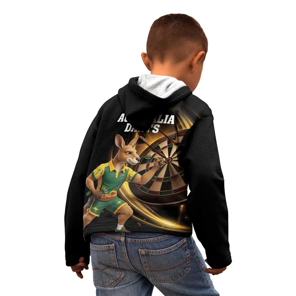 Australia Kangaroo Mascot Darts Kid Hoodie Black Edition