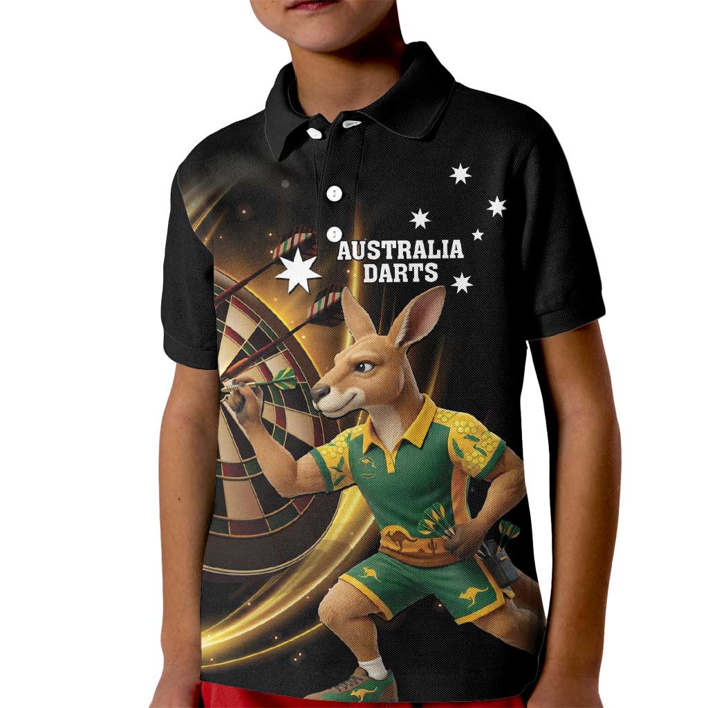 Australia Kangaroo Mascot Darts Kid Polo Shirt Black Edition