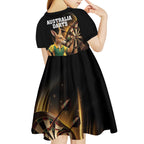Australia Kangaroo Mascot Darts Kid Short Sleeve Dress Black Edition