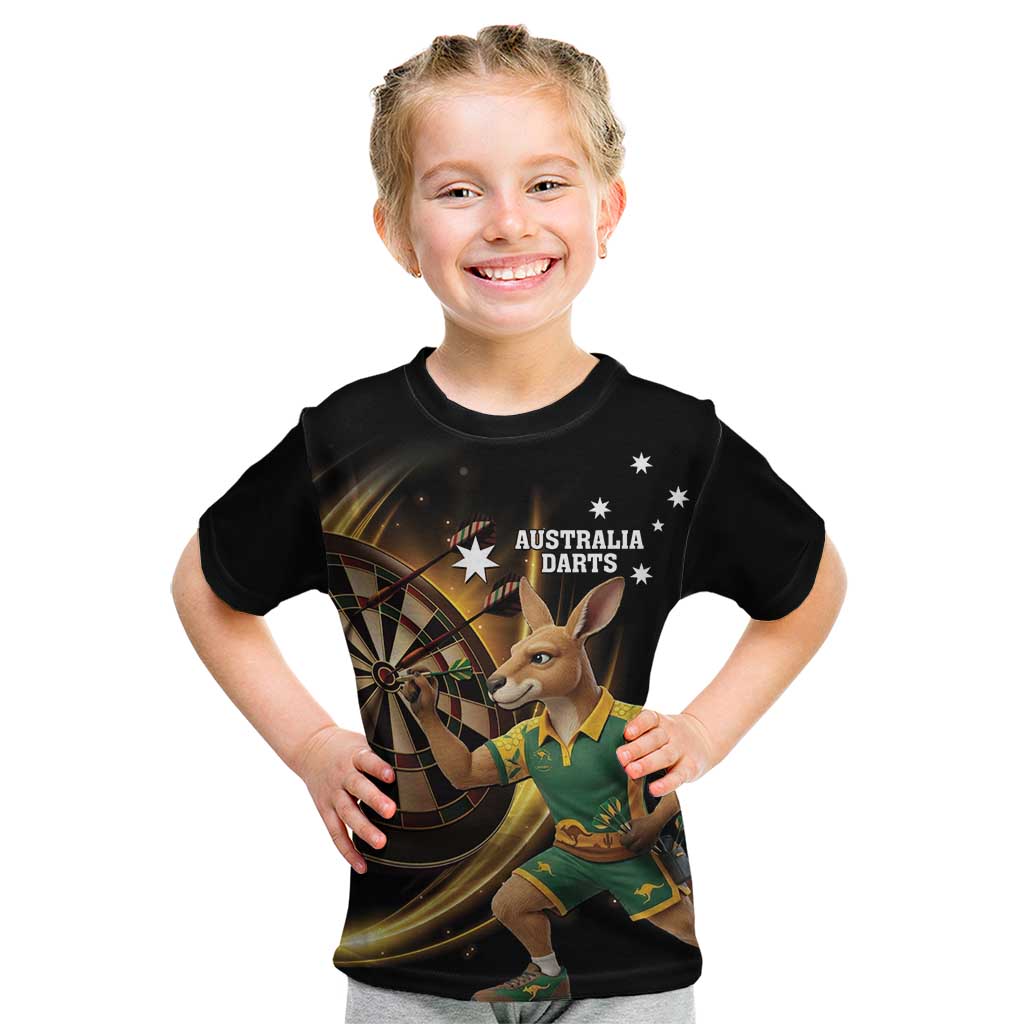 Australia Kangaroo Mascot Darts Kid T Shirt Black Edition