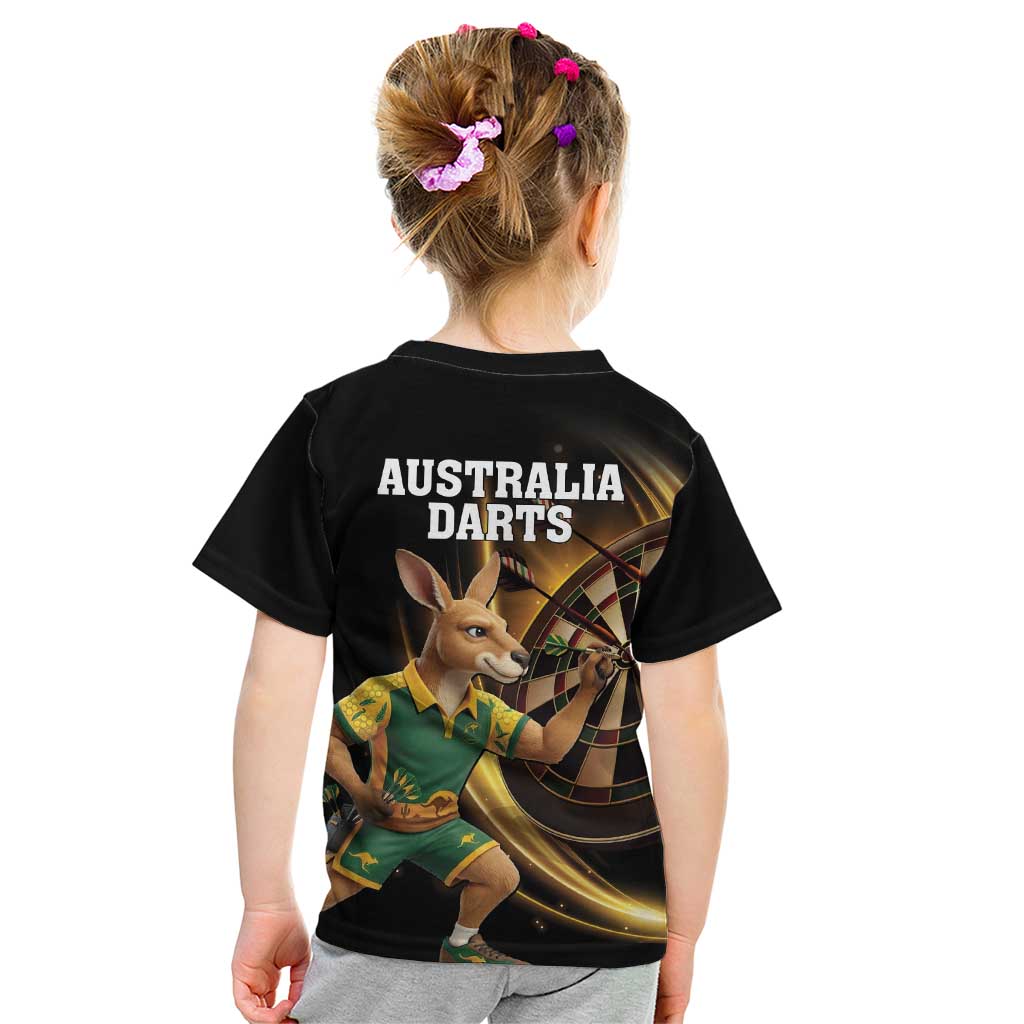Australia Kangaroo Mascot Darts Kid T Shirt Black Edition