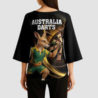 Australia Kangaroo Mascot Darts Kimono Sleeve Blouse Black Edition
