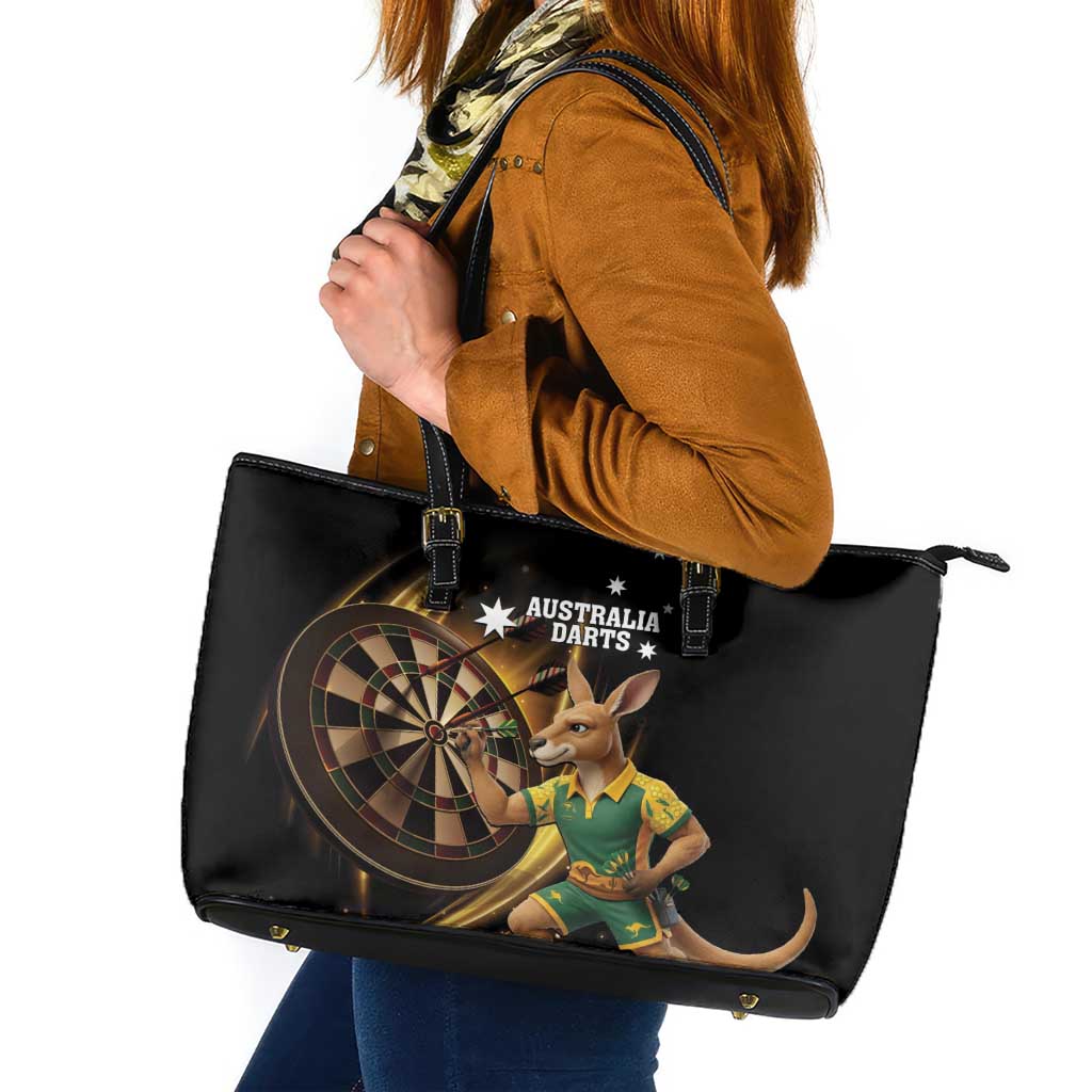 Australia Kangaroo Mascot Darts Leather Tote Bag Black Edition