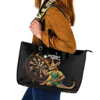 Australia Kangaroo Mascot Darts Leather Tote Bag Black Edition