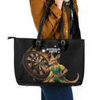 Australia Kangaroo Mascot Darts Leather Tote Bag Black Edition