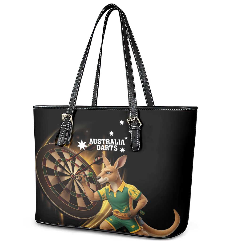 Australia Kangaroo Mascot Darts Leather Tote Bag Black Edition