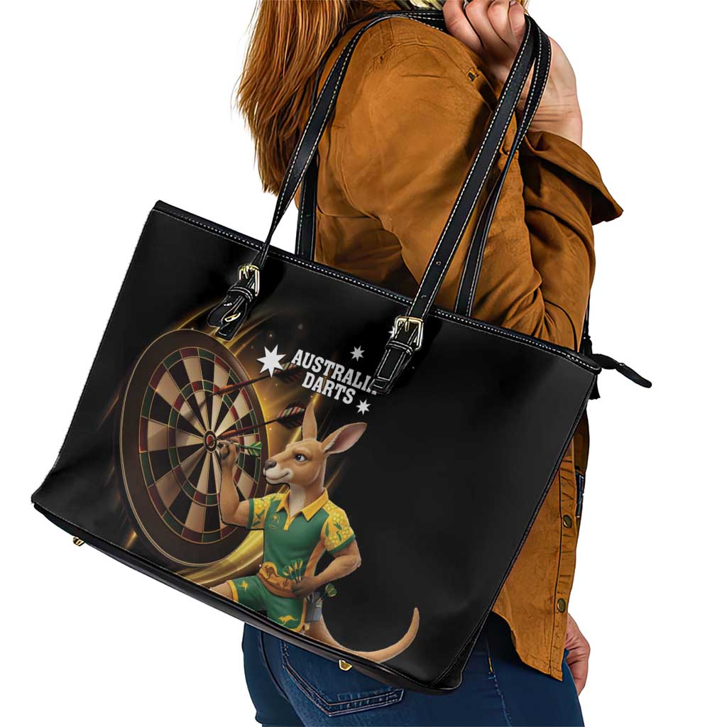 Australia Kangaroo Mascot Darts Leather Tote Bag Black Edition