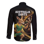 Australia Kangaroo Mascot Darts Long Sleeve Button Shirt Black Edition