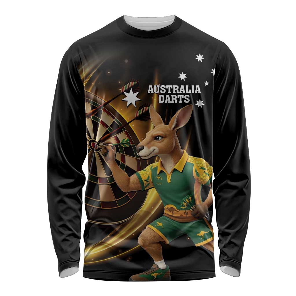Australia Kangaroo Mascot Darts Long Sleeve Shirt Black Edition