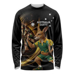 Australia Kangaroo Mascot Darts Long Sleeve Shirt Black Edition