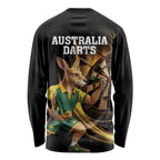 Australia Kangaroo Mascot Darts Long Sleeve Shirt Black Edition