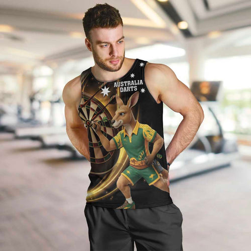 Australia Kangaroo Mascot Darts Men Tank Top Black Edition