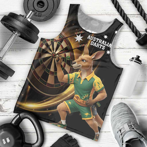 Australia Kangaroo Mascot Darts Men Tank Top Black Edition