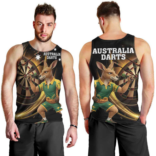 Australia Kangaroo Mascot Darts Men Tank Top Black Edition