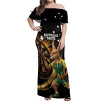 Australia Kangaroo Mascot Darts Off Shoulder Maxi Dress Black Edition