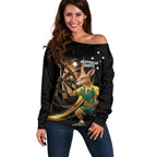 Australia Kangaroo Mascot Darts Off Shoulder Sweater Black Edition