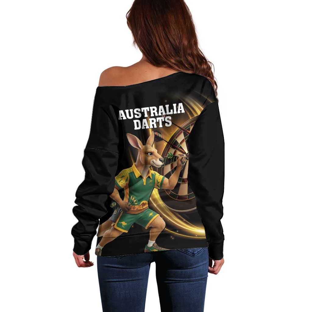 Australia Kangaroo Mascot Darts Off Shoulder Sweater Black Edition