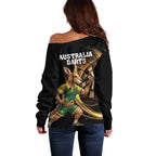 Australia Kangaroo Mascot Darts Off Shoulder Sweater Black Edition