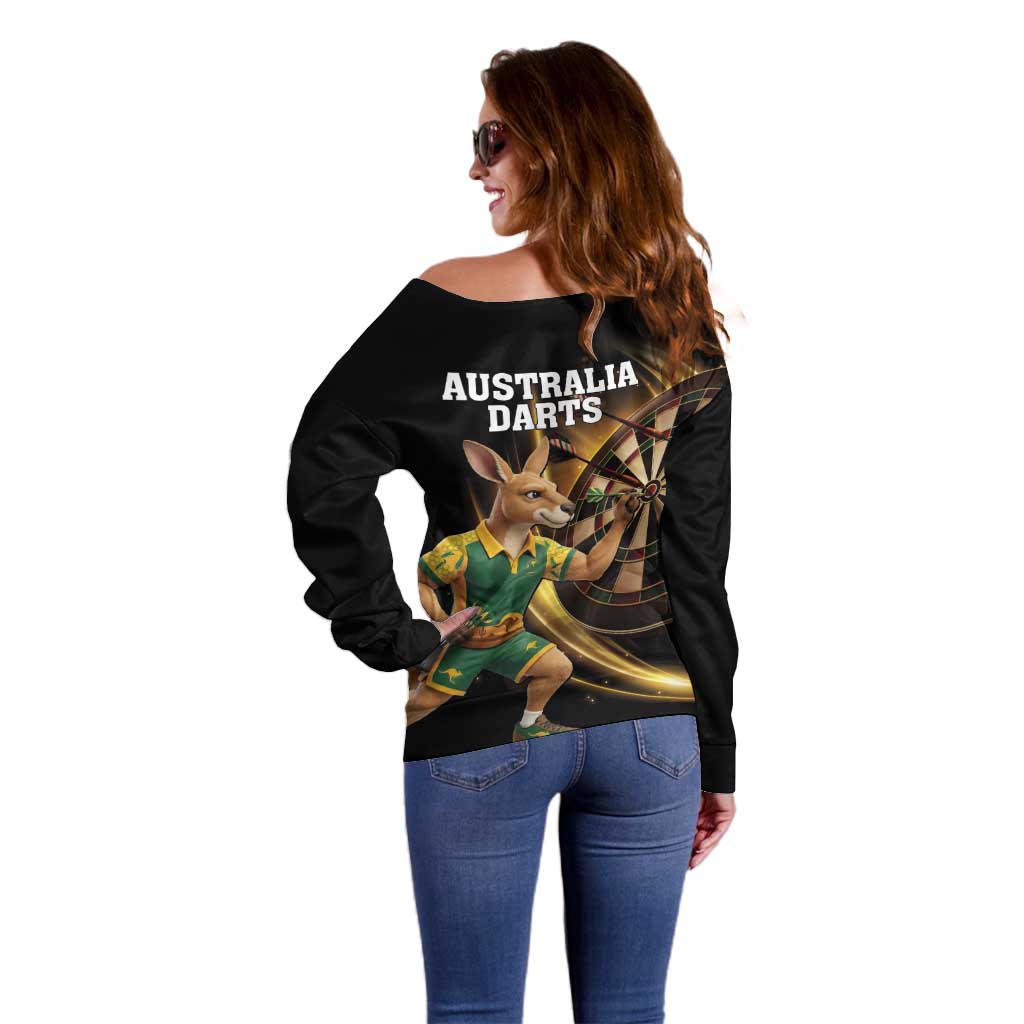 Australia Kangaroo Mascot Darts Off Shoulder Sweater Black Edition
