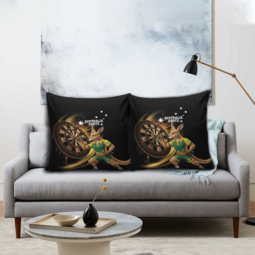 Australia Kangaroo Mascot Darts Pillow Cover Black Edition