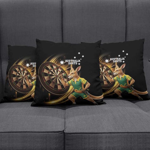 Australia Kangaroo Mascot Darts Pillow Cover Black Edition
