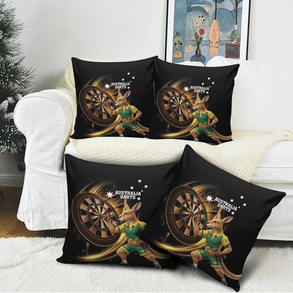 Australia Kangaroo Mascot Darts Pillow Cover Black Edition