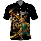 Australia Kangaroo Mascot Darts Polo Shirt Black Edition