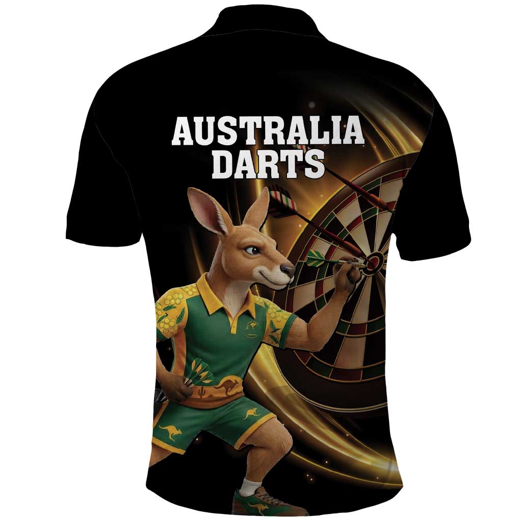 Australia Kangaroo Mascot Darts Polo Shirt Black Edition