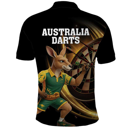 Australia Kangaroo Mascot Darts Polo Shirt Black Edition