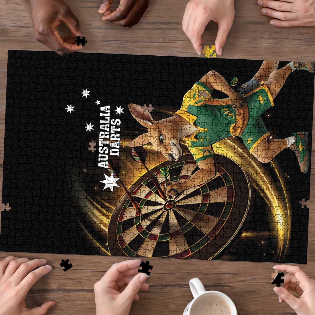 Australia Kangaroo Mascot Darts Puzzle Black Edition