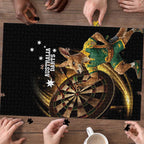 Australia Kangaroo Mascot Darts Puzzle Black Edition