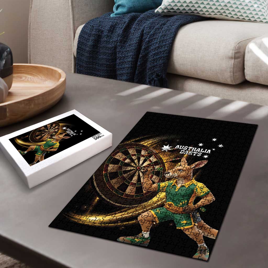Australia Kangaroo Mascot Darts Puzzle Black Edition