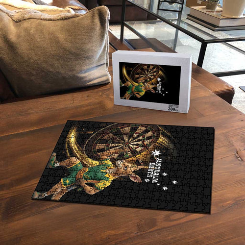 Australia Kangaroo Mascot Darts Puzzle Black Edition