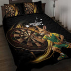 Australia Kangaroo Mascot Darts Quilt Bed Set Black Edition