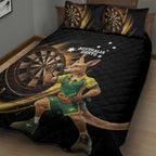 Australia Kangaroo Mascot Darts Quilt Bed Set Black Edition