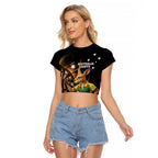 Australia Kangaroo Mascot Darts Raglan Cropped T Shirt Black Edition