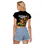 Australia Kangaroo Mascot Darts Raglan Cropped T Shirt Black Edition