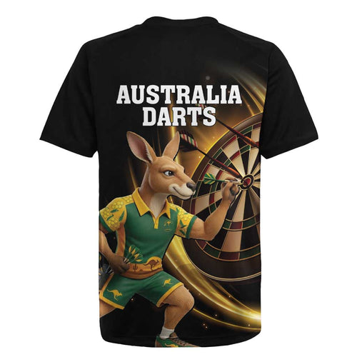 Australia Kangaroo Mascot Darts Rugby Jersey Black Edition