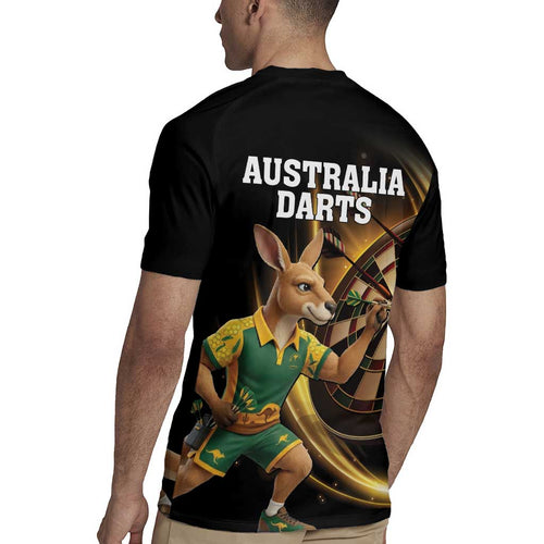 Australia Kangaroo Mascot Darts Rugby Jersey Black Edition