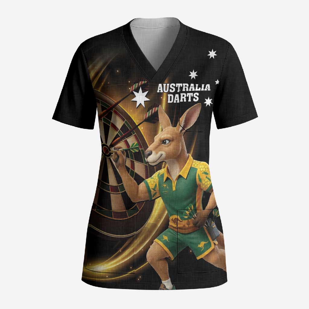 Australia Kangaroo Mascot Darts Scrub Top Black Edition
