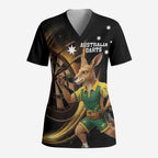 Australia Kangaroo Mascot Darts Scrub Top Black Edition