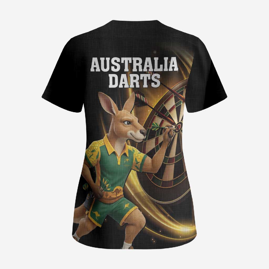 Australia Kangaroo Mascot Darts Scrub Top Black Edition