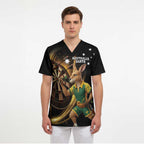 Australia Kangaroo Mascot Darts Scrub Top Black Edition