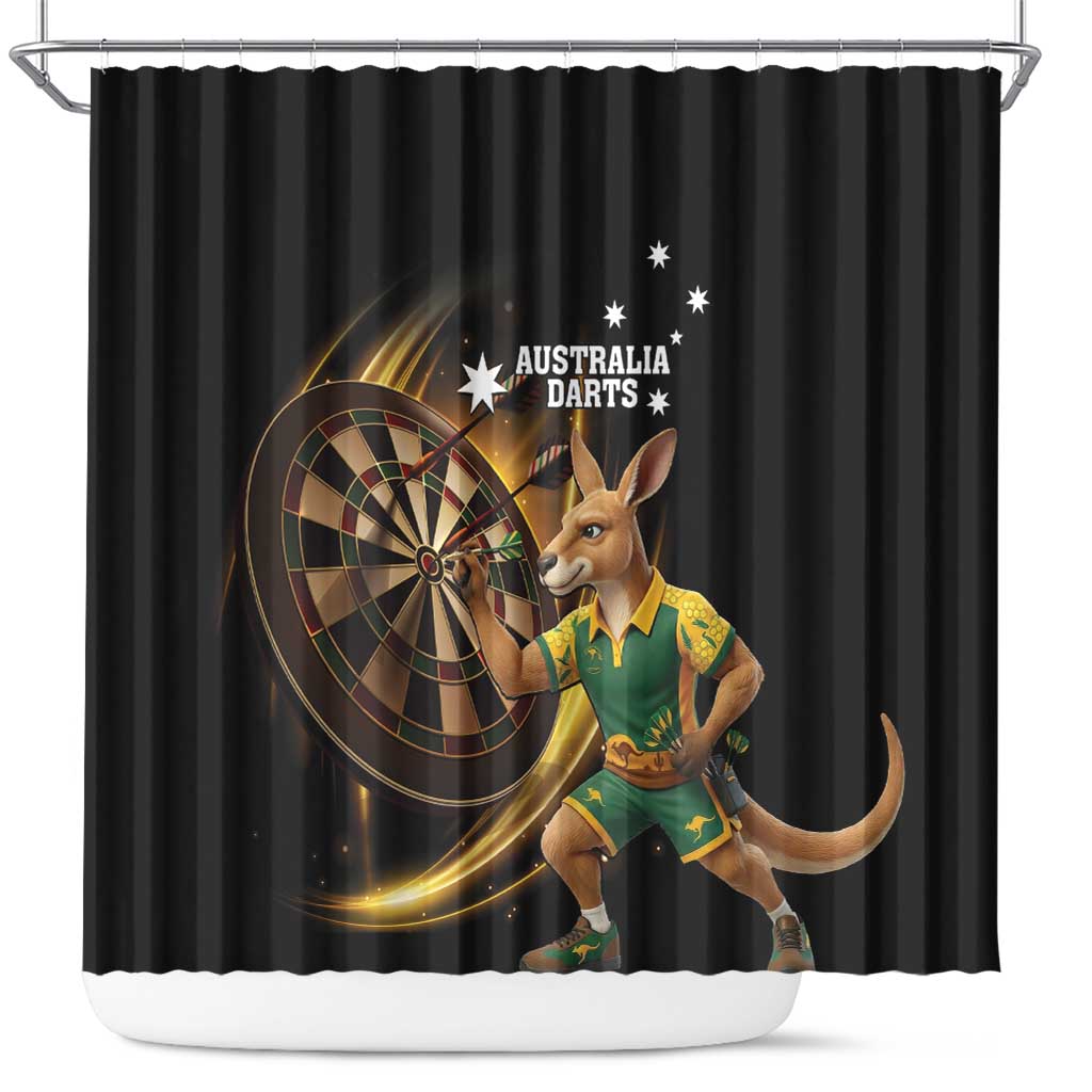 Australia Kangaroo Mascot Darts Shower Curtain Black Edition